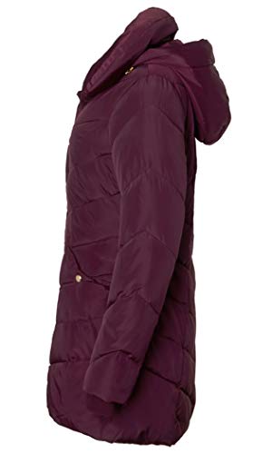 Sportoli Womens Winter Fleece Lined Chevron Quilted Puffer Jacket Coat with Hood - color: Merlot, size: Small