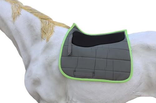 CHALLENGER Horse Saddle Pad English Quilted All-Purpose Shock Absorbing Neoprene 72TS18 - color: Grey