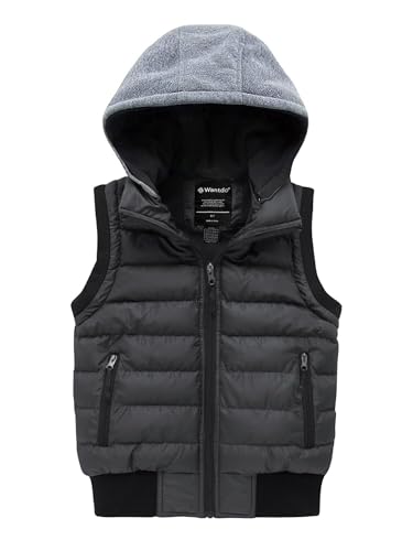 wantdo Boys' Puffer Vest Waterproof Sleeveless Winter Coat with Zip Pockets - color: Dark Gray, size: 8