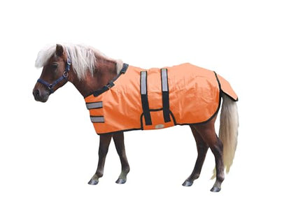 Derby Originals Mini Horse & Foal Winter Turnout Blanket – Reflective, No-Hardware Design, 600D Waterproof Outer, 150g Insulation, 170T Lining, Adjustable Fit, 1-Year Warranty - color: Orange