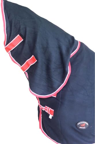 64" Horse Sheet Polar Soft Fleece Cooler Exercise Blanket Liner Contoured 4385N - color: Black / Red-White Trim, size: 64 inches