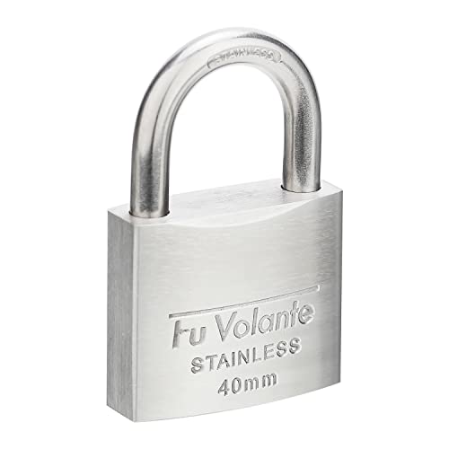 Stainless Steel Pin Tumbler Padlock, 304 Marine Series, Weatherproof Padlock for Outdoor use, 1-9/16 inch Wide Body, Keyed Different - Stainless Steel Body & Shackle - color: FUPS140