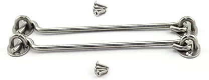 8 Inch Cabin Hook Eye Latch Wind-Proof Lock Shed Stainless Steel Gate Door Window Safety Stopper Silent Holders Catch Lock with Mounting Screws - size: 8 Inch