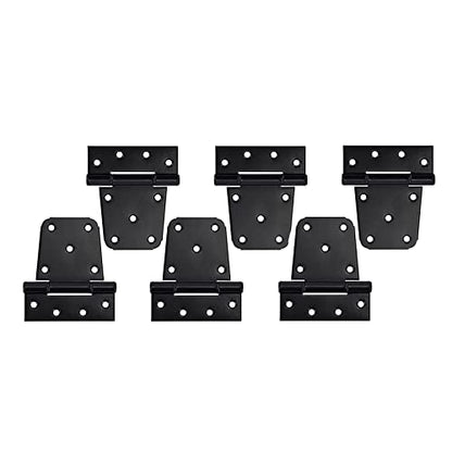 HOME MASTER HARDWARE 3-1/2" Heavy Duty Gate Hinges, 6 Pack T Strap Hinge - color: 6 Pack - Black