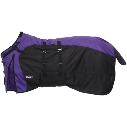 TOUGH1 1200D Turnout Blanket with Belly WRAP and SNUGGIT, Purple, 78-in - color: Purple, size: 78