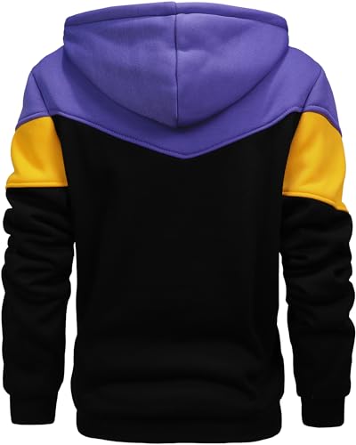 Men's Winter Fleece Thermal Jackets for Men Sherpa Lined Hoodies Warm Thick Jacket Outerwear - color: 995purple Yellow Black, size: XX-Large