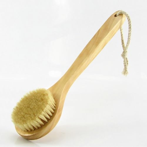 11.8“ Long Handle Dry Bath Body Brush Back Scrubber, Wooden Handle Shower Brush with Natural Boar Bristles, Good for Exfoliating, Cellulite, Detox, Blood Circulation, etc. - size: 11.8 Inch Long Handle Wooden Boar Bristles