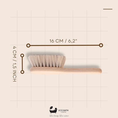 Eco Bath London Baby Brush with Goat Hair - Ultra Soft Baby Bath Brush for Newborns, 100% Natural Baby Brush