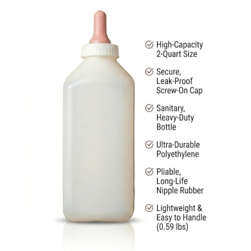 FarmTek Livestock Nursing Bottle – 2-Quart, Easy-Clean Wide Mouth