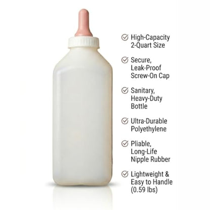 FarmTek Livestock Nursing Bottle – 2-Quart, Easy-Clean Wide Mouth