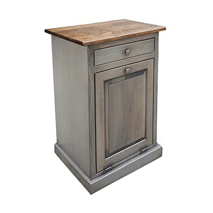 Peaceful Classics Wooden Tilt Out Trash Cabinet with Drawer, Pewter - color: Pewter, style: With Drawer