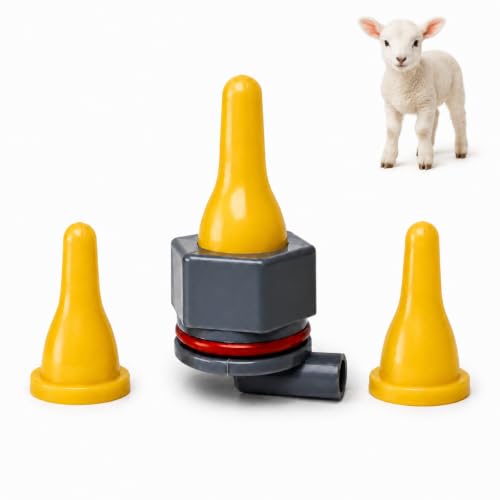 Lamb Feeding Nipple Kit, 3 Silicone Nipples with Bucket Adapter