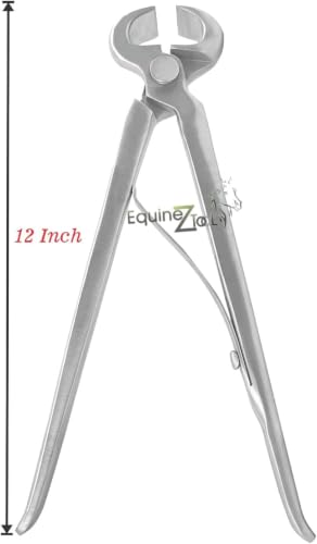 12” Hoof Nipper Spring Loaded Farrier Tool – Vanadium Steel, Dull Finish – Heavy-Duty Horse Hoof Trimming Tool for Farriers, Blacksmiths, Equine Hoof Care, Shoeing, Trimming, and Maintenance - size: 12 Inch