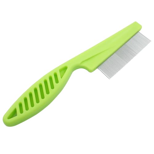 Flea Comb for Dogs and Cats, Green, 3pcs | Metal Pet Lice Comb, Fine Tooth Grooming Tool, Remove Anti Fleas and Flea Eggs - color: Green