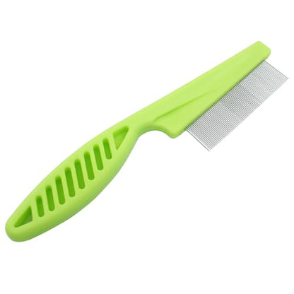 Flea Comb for Dogs and Cats, Green, 3pcs | Metal Pet Lice Comb, Fine Tooth Grooming Tool, Remove Anti Fleas and Flea Eggs - color: Green