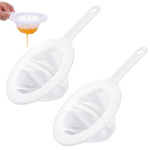 cobee 2 Pcs Fine Nylon Mesh Strainer, Plastic Mesh Strainer With Handle, Kitchen Colander Colander for Filtering Yogurt Juice Milk Honey Coffee Easy To Clean(120+200) - color: 120+200