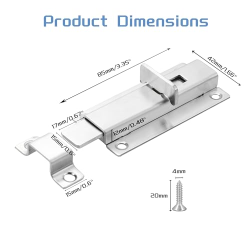 Mooche Slide Latch Lock Barrel Bolt, 3.95 Inch Stainless Steel Gate Latches - color: Brushed