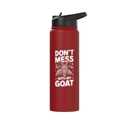 Don´t Mess With My Goat Cute Coat Pygmy Goat Farmer Stainless Steel Insulated Water Bottle - color: Red