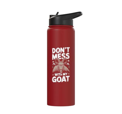 Don´t Mess With My Goat Cute Coat Pygmy Goat Farmer Stainless Steel Insulated Water Bottle - color: Red