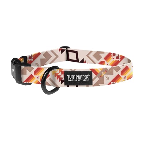 Tuff Pupper Premium Adjustable Dog Collar for Medium Boy & Girl Dogs, Stylish Pattern Collars Designed in USA, Quick Release Buckle, AztekSun Print, Medium (1 Inch Wide x 13-18 Inch Neck) - color: AztekSun, size: Medium