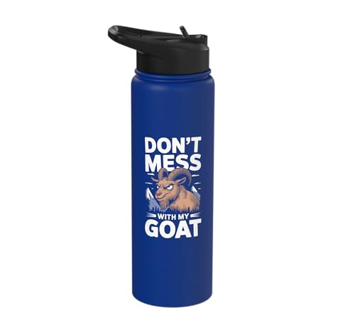 Don´t Mess With My Goat Cute Coat Pygmy Goat Farmer Stainless Steel Insulated Water Bottle - color: Royal Blue