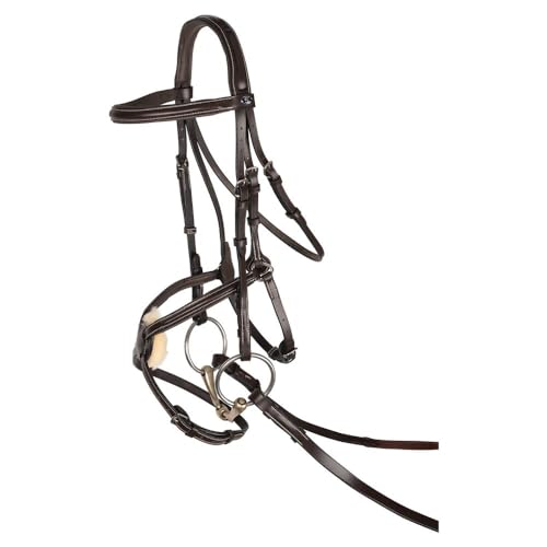 Schneiders Figure 8 English Jump Bridle for Horses Buffalo Leather | Fancy Stitching | Comfort Crown | Non-Slip Reins Included | Adjustable Fit - size: Cob Size