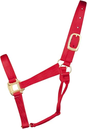 Hamilton Quality Horse Halter, 300-500 lbs, Red - color: Red, size: Yearling, 300-500lbs