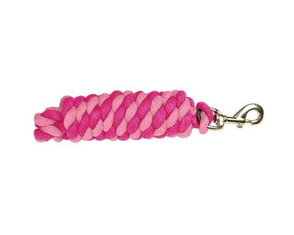 Derby Originals Pair of 2 10' Braided Cotton Lead Ropes with Brass Bolt Snap for Horses and Livestock - color: Pink/Dark Pink