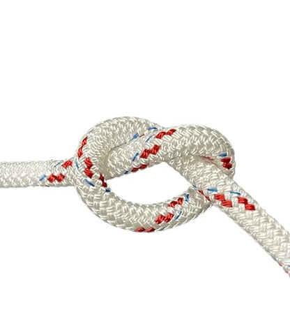Blue Ox Rope 7/16" Yacht Braid Premium Polyester, White/red/Blue, 150 ft - size: 150 feet