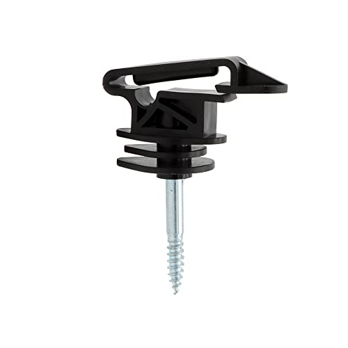 Electric Fence Screw-in Tape Insulators, 25 Pcs, Black | Wood Post Insulators, Poly Tape Insulators, 1 Free Insulator Socket Tool