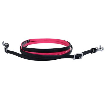 HILASON Western Horse Biothane Leather Rein, Full Size - color: Pink & Black