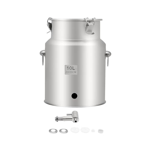 304 Stainless Steel Milk Can with Spigot 2.6 Gallon 10 Liter Metal Water Beverage Drink Dispenser Milk Pail Milk Bucket for Milk Wine Oil