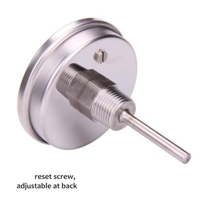 MEASUREMAN Fully Stainless Steel Pot, Kettle, Brewing Bimetal Thermometer, 3" Dial, 2-1/2" Stem, 0-250 deg F/-20-120 deg C, -1% Accuracy, Adjustable, 1/2" NPT Back Mount （2 Pack） - size: 3" Dial, 2-1/2" Stem, 0-250 deg F/-20-120 deg C, style: 2-1/2" Stem