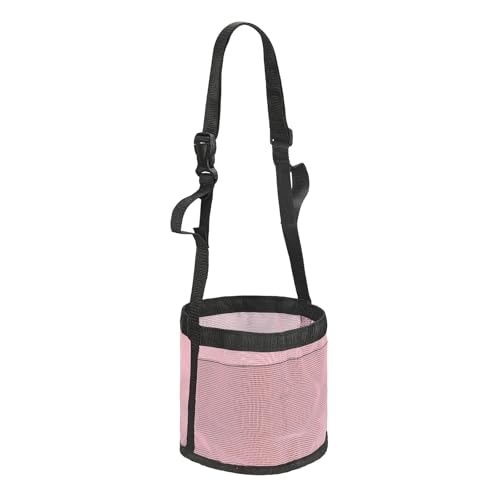 Horse Feed Bag, Horse Muzzle Hay Bags with Adjustable Strap Nylon Mesh Waterproof Bottom Grain Horses Bag, (Pink, S,1 Pcs), Intended for Feeding Grain/Powder/Hay - color: Pink, size: S