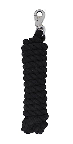 Horse 10' Soft Round Braided Cotton 5/8" Lead Rope with SS Bull Snap 605MI03BK - color: Black/Stainless