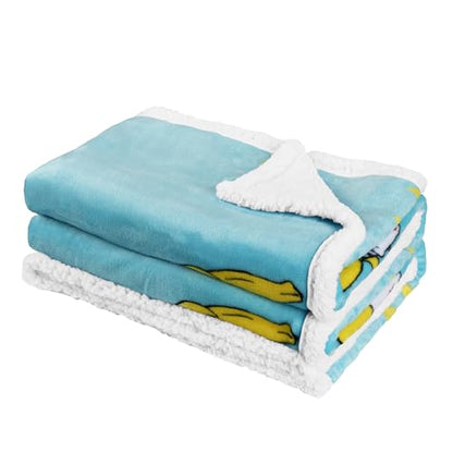 Catalonia Banana Cat Print Sherpa Fleece Throw Blanket, Soft Mink Plush Couch Blanket, Fuzzy Fluffy Comfy Warm Throws, Comfort Caring Gift, 50x60 inches - color: Banana Cat Blue, size: 50"x60"