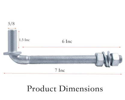 J-Bolt Gate Hinge, Hot-dip Galvanized J Bolt with 5/8" Gate Hinge. Farm Gate Hinges for Chain Link Fence Mostly Used in Frams, Back Yard, Frence Etc. Include Nut Washer (7"(4PCS))