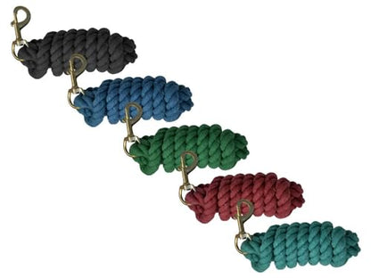10' Cotton Lead Rope w/Brass Thumb Bolt Snap - color: Black