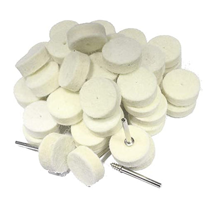 50 Pcs 25mm Wool Felt Polishing Kits Quickly Changed Wool Buffing Wheel with 1/8'' Shank for Rotary Tools - style: 50Pcs 25mm wool polishing wheel