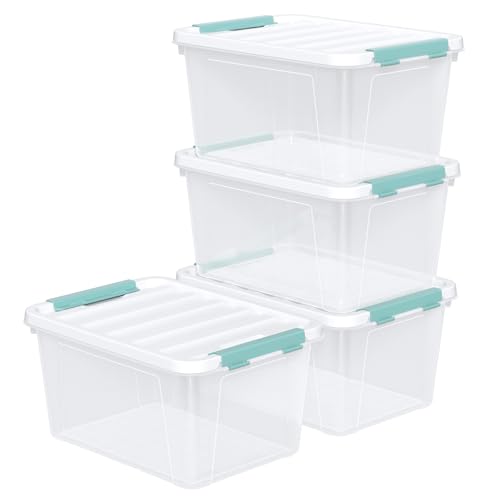 20 Quart Clear Storage Box, Plastic Latching Bins with Lids, 4 Pack - size: 20 Qt