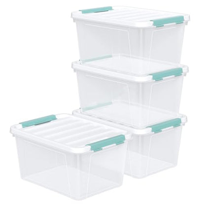20 Quart Clear Storage Box, Plastic Latching Bins with Lids, 4 Pack - size: 20 Qt