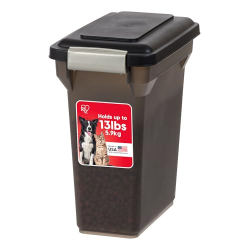 IRIS USA Dog Food Storage Container, Up to 13 lbs, Smoke, Made in USA - color: Smoke, size: 13 lbs