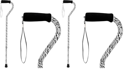 DMI Adjustable Designer Cane with Offset Handle - color: Zebra, size: 1 Count (Pack of 2)