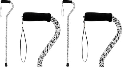 DMI Adjustable Designer Cane with Offset Handle - color: Zebra, size: 1 Count (Pack of 2)