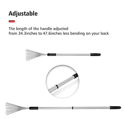 Extendable Handle Shrub Rake for Clean Debris Lawn Shrub Bush and Flowers | Small, light rake makes cln up a snap for garning, cping, or landsping. the telescopic handle extends up to 47.6-inches