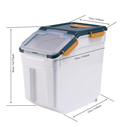 2 Pack 25lbs Rice Storage Container with Wheels, Flour and Sugar Container - color: 2Pcs 25LB Blue