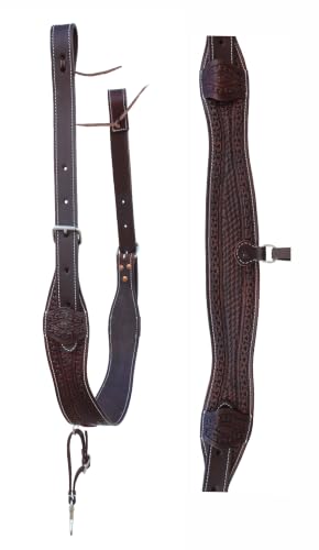CHALLENGER Horse Western Basket Weave Tooled Leather Rear Flank Saddle Cinch Billets 9779BR