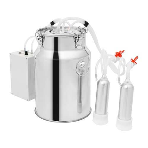 Cow Milking Machine, 2in1 Electric Automatic Cow Milker with Adjustable Vacuum Pump, 10L Milk Container, 2 Teat Cups, Goat Vacuum Pulsation Milker - size: 10 L
