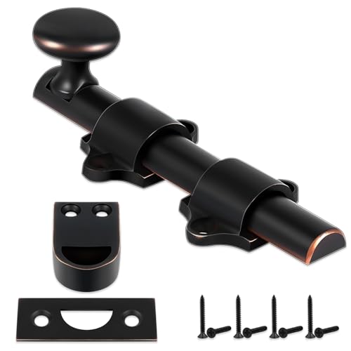 Tandefio 6" Dutch Door Bolt Heavy Duty Latch for Gate, Oil Rubbed Bronze | Solid Brass Slide Cane Bolt Hardware Locks Attic Latch for Dutch Sliding Barn Door Wooden Fence Metal Gate, Screws Included - color: Oil Rubbed Bronze, size: 6 Inch