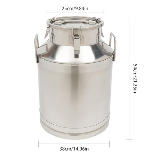 DYNAMI 13.2Gal Stainless Steel Milk Bucket With Sealing Lid and Carry Handle,0.04inch Thickened Stainless Steel Milk Can Large Liquid Container Storage,for Wine, Oil Storage Transport (50L/13.2Gal) - size: 50L/13.2Gal
